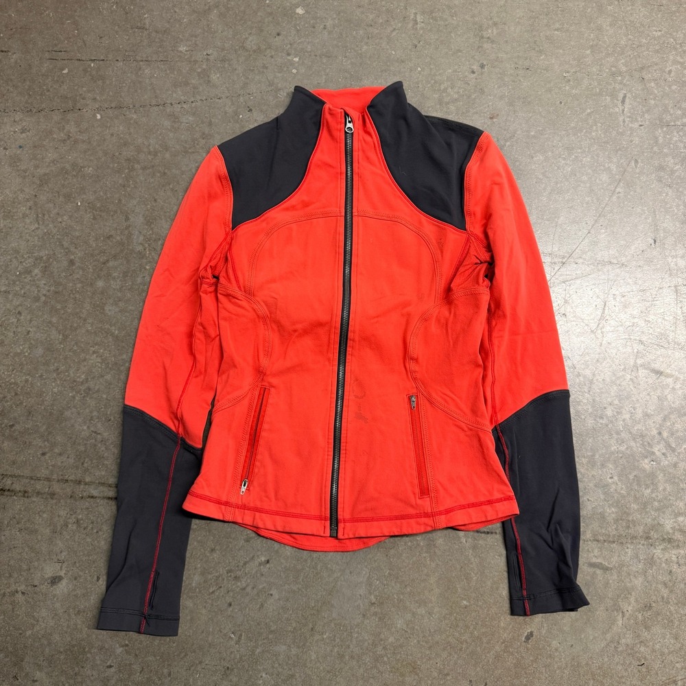 Lululemon Define Jacket Red Charcoal Grey Colorblock‎ Full Zip Size 8
